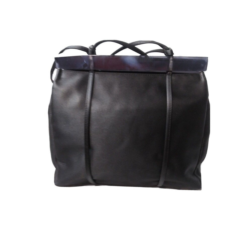 Vintage Franchi Handbag Satin Shoulder Tote Purse Black Plastic Marble Accents